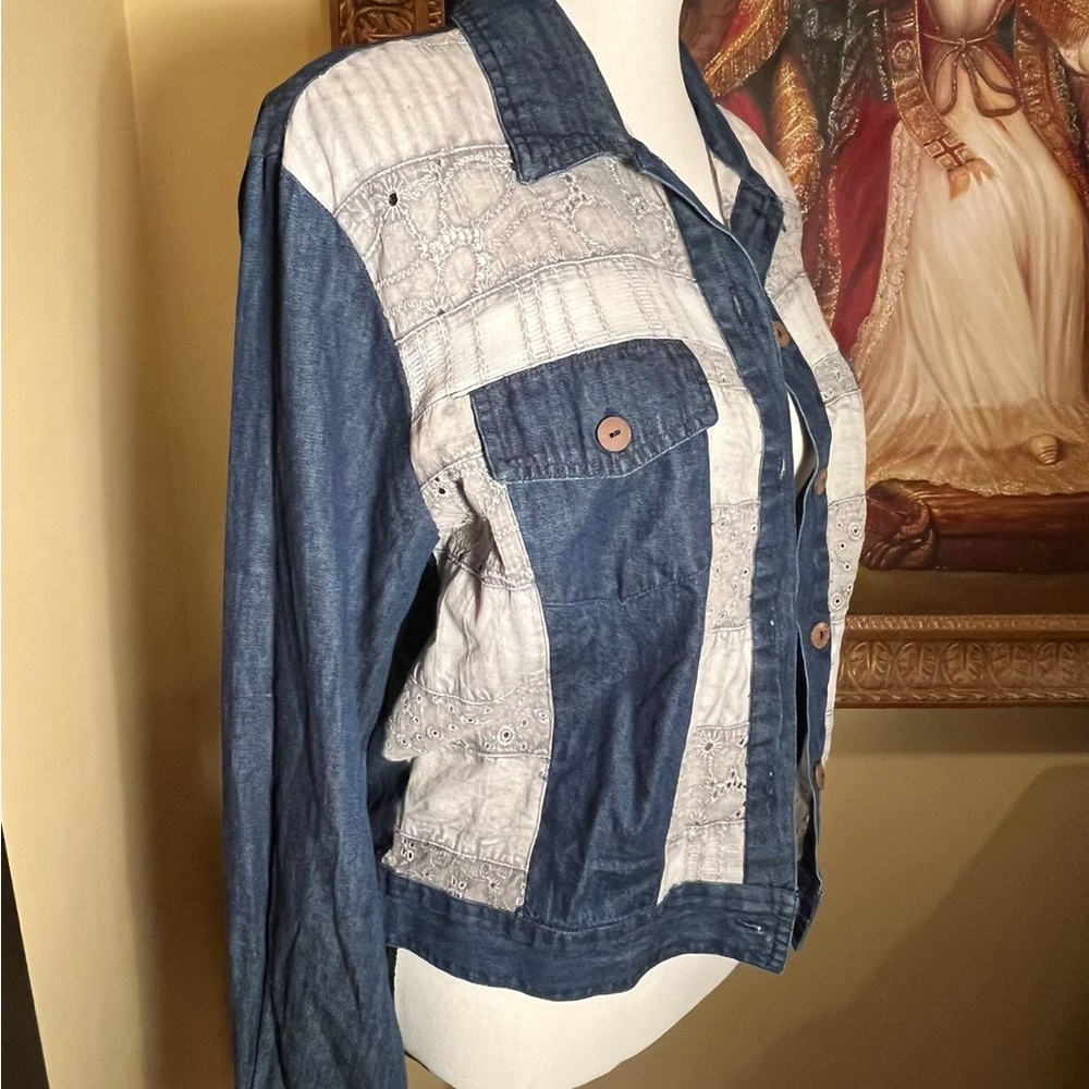 Young Threads Cropped Denim Jacket with Patchwork… - image 4